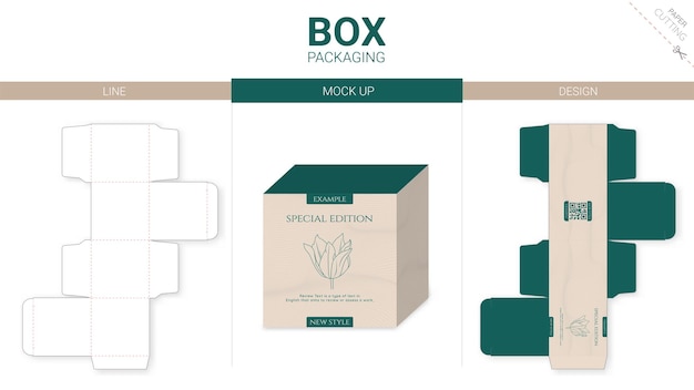 Plantilla de troquelado de maqueta y embalaje de caja