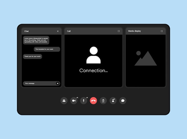 Plantilla uiux para aplicaciones de videoconferencias y reuniones en tabletas