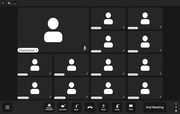 Plantilla uiux para computadora portátil, computadora de escritorio y teléfono, videoconferencias y reuniones