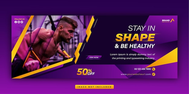 Vector plantilla única de banner web y portada de facebook de redes sociales promocionales de gimnasio y fitness