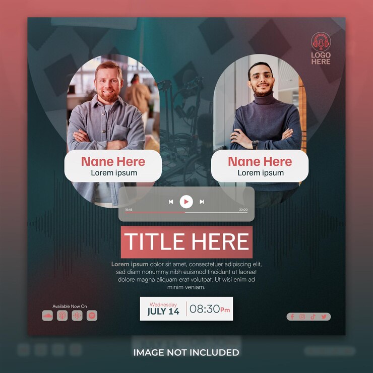 Plantilla única de publicación de Instagram para programa de entrevistas de podcast