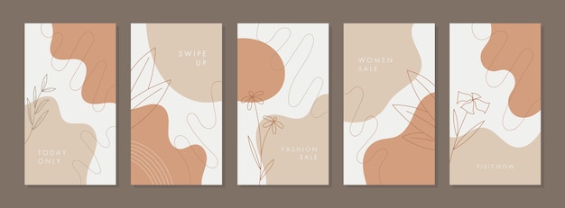 Plantilla universal abstracta de moda con concepto de naturaleza, para la historia de las redes sociales