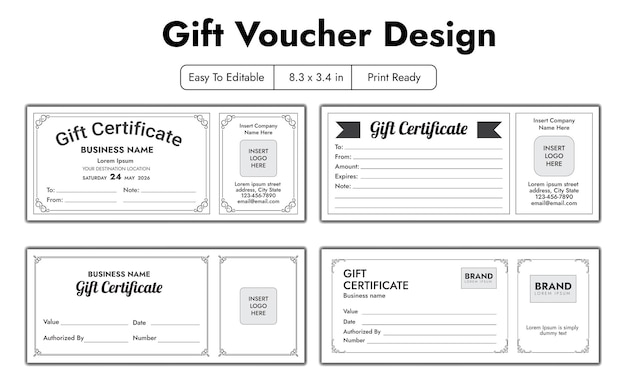Plantilla de vale de regalo vintage conjunto de tarjeta de cupón certificado de regalo del cliente o tarjeta de bonificación de recompensa