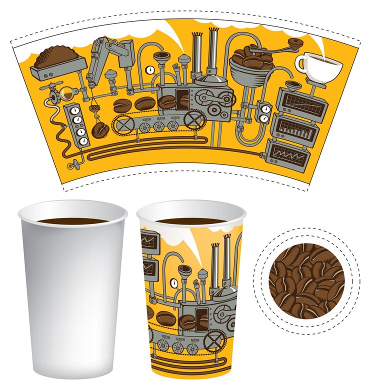 Vector plantilla de vaso de papel para bebidas calientes