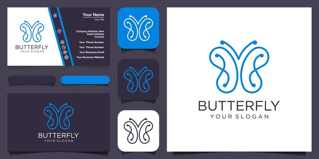 Plantilla de vector abstracto de diseño geométrico de logotipo de mariposa Icono de estilo lineal.