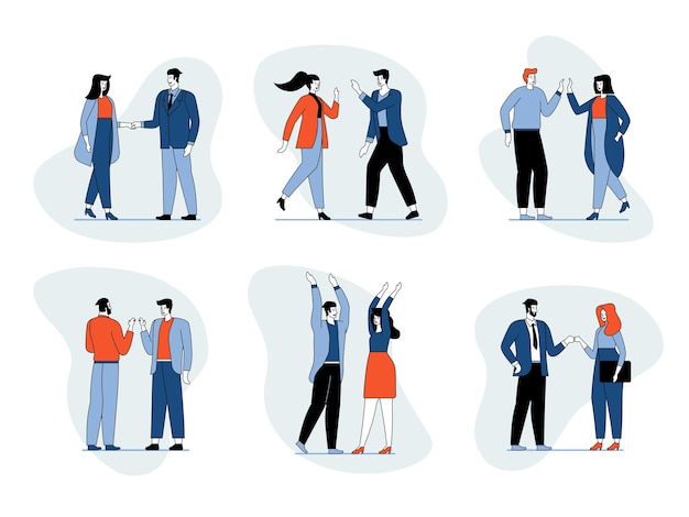 Plantilla de vector de banner plano de saludo informal Alegres amigos amigos personajes de dibujos animados Felicidades