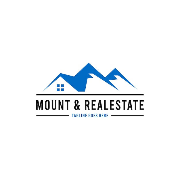 plantilla de vector de bienes raíces de diseño de logotipo de montaña
