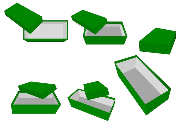 Plantilla de vector de boceto de dibujo a mano simple o maqueta de caja de zapatos púrpura, aislado en blanco