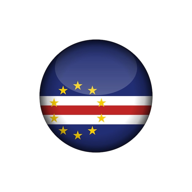 Plantilla de Vector de botón de círculo de bandera de Cabo Verde