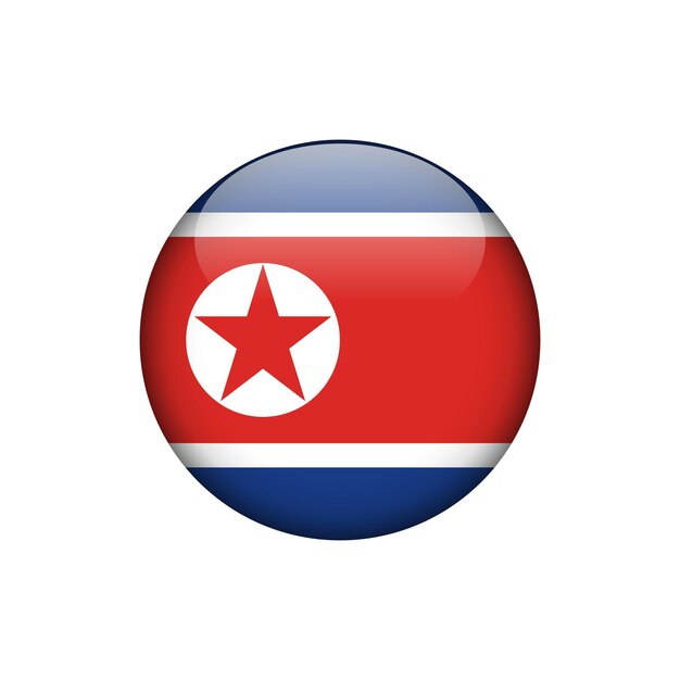 Plantilla de vector de botón de círculo de bandera de Corea del norte