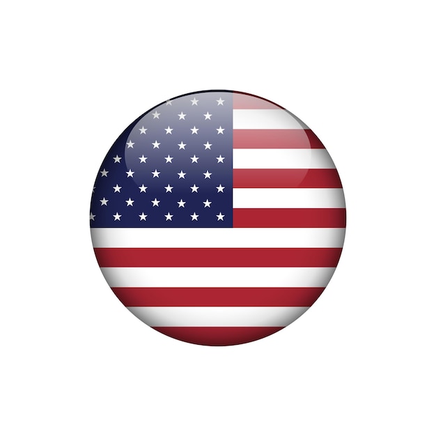 Plantilla de vector de botón de círculo de bandera de Estados Unidos de América