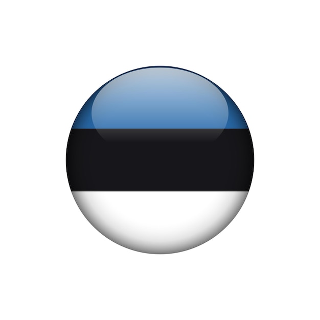 Plantilla de Vector de botón de círculo de bandera de Estonia