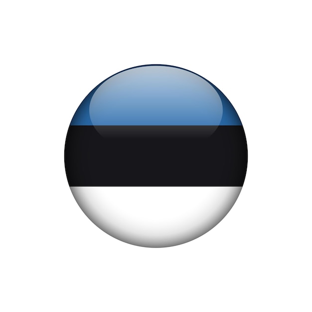 Plantilla de Vector de botón de círculo de bandera de Estonia