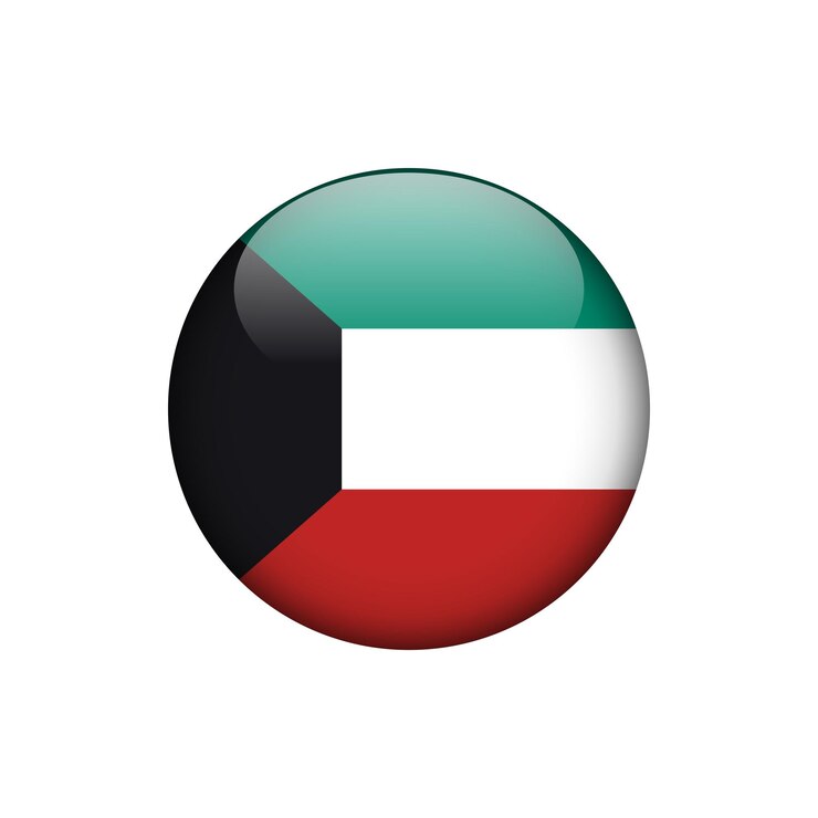 Vector plantilla de vector de botón de círculo de bandera de kuwait