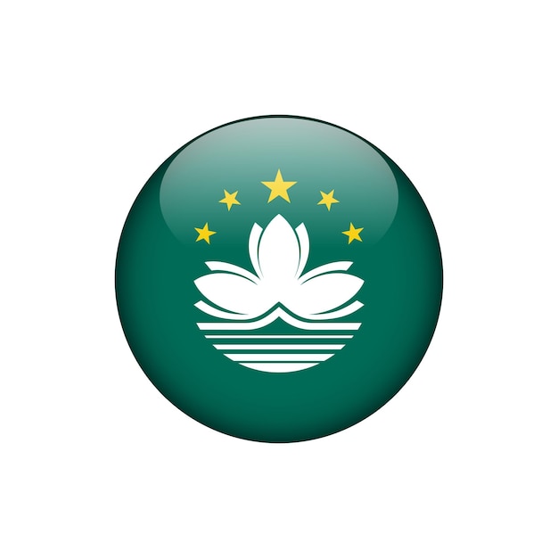 Plantilla de vector de botón de círculo de bandera de Macao