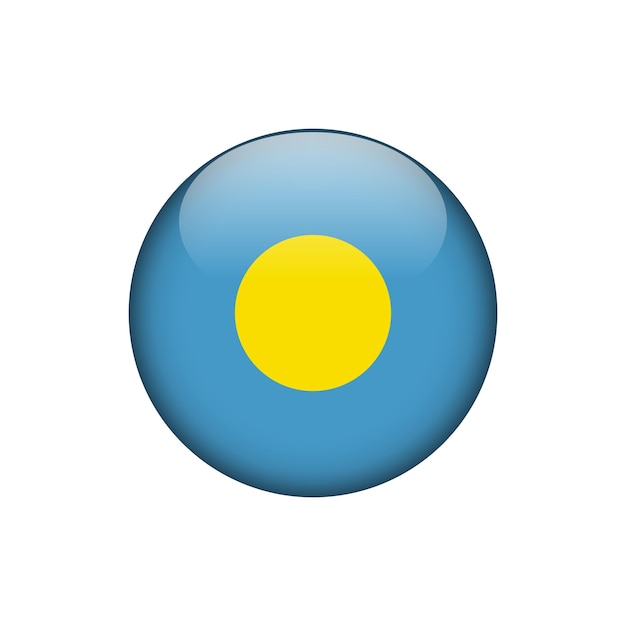 Plantilla de vector de botón de círculo de bandera de Palau