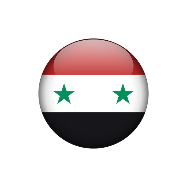 Plantilla de Vector de botón de círculo de bandera de Siria