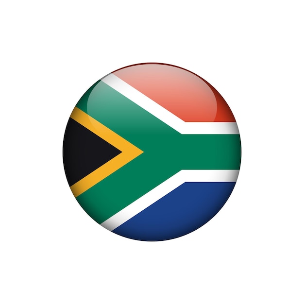 Plantilla de vector de botón de círculo de bandera de Sudáfrica