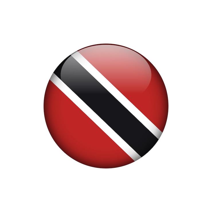 Vector plantilla de vector de botón de círculo de bandera de trinidad y tobago