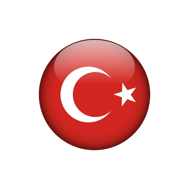 Plantilla de Vector de botón de círculo de bandera de Turquía