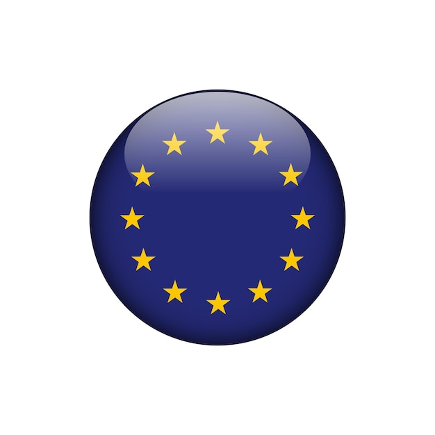 Vector plantilla de vector de botón de círculo de bandera de la unión europea
