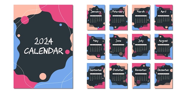 plantilla de vector de calendario para el año 2024