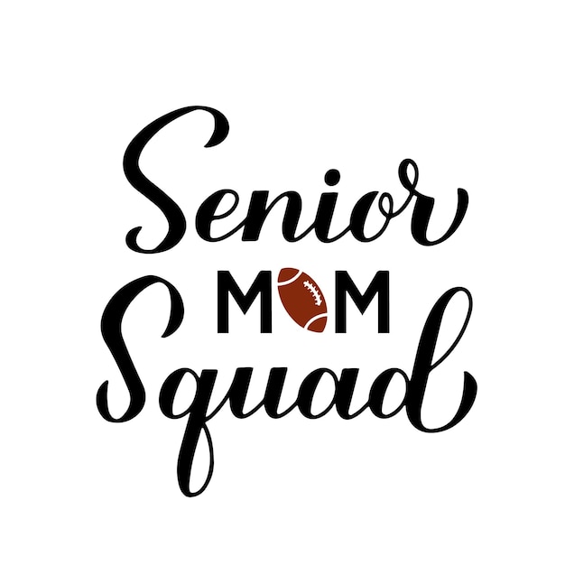 Plantilla de vector de caligrafía de cita de fútbol con letras de mano de escuadrón de mamá senior para tipografía cartel banner pegatina camiseta