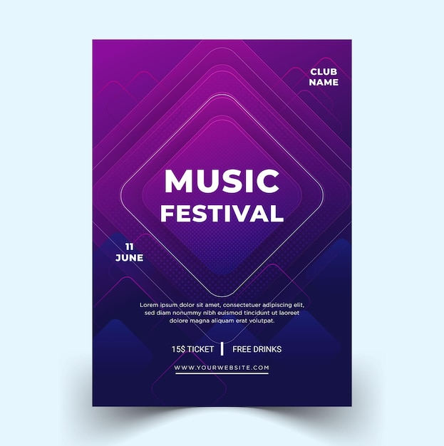 Plantilla de vector de cartel de festival de música elegante moderno