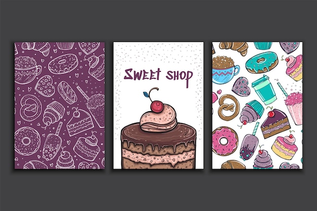 Plantilla de vector de cartel con pastel publicidad para panadería o cafetería fondo dulce