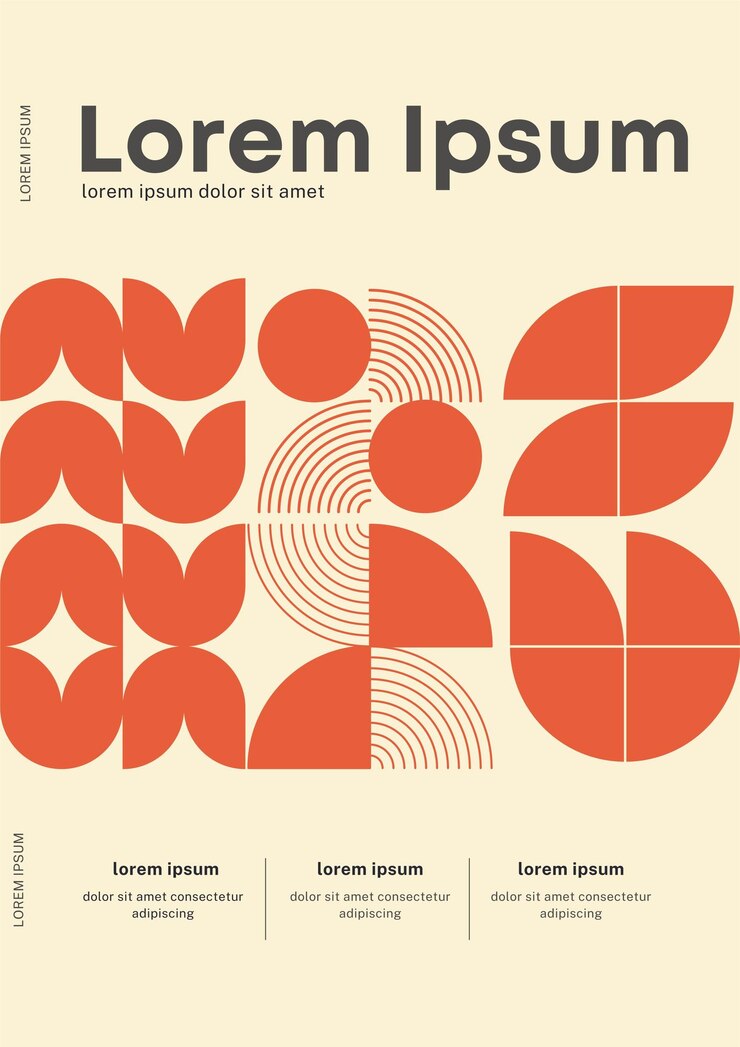 plantilla de vector de carteles de diseño geométrico con elementos de formas primitivas estilo hipster moderno