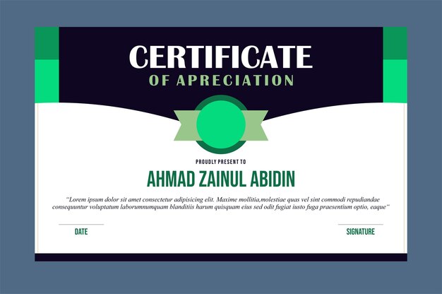 Plantilla de vector de certificado de reconocimiento creativo
