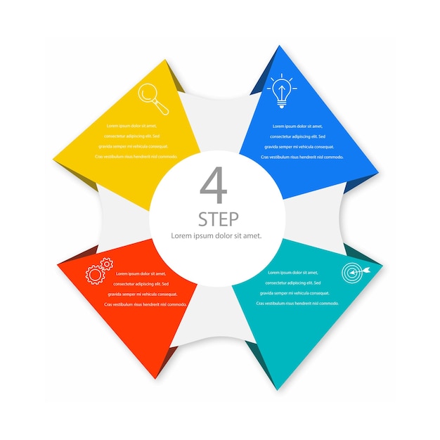 plantilla de vector circular infográfica con 4 partes de opciones 4 pasos
