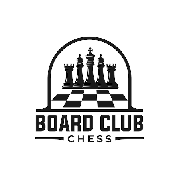 plantilla de vector de club de ajedrez. ilustración clásica del torneo del juego de mesa del emblema de la insignia del vintage.