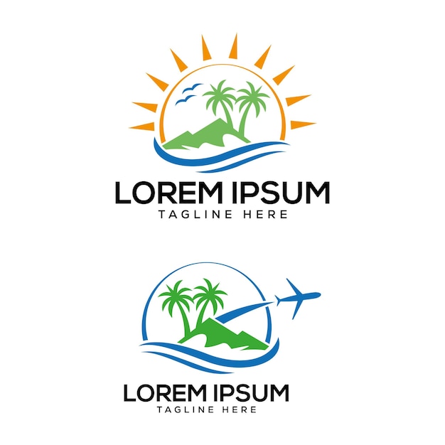 plantilla de vector de colección de diseño de logotipo de playa tropical