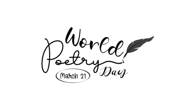 Plantilla de vector de concepto de caligrafía de pincel de literatura del día mundial de la poesía para fondo de cartel de tarjeta de banner