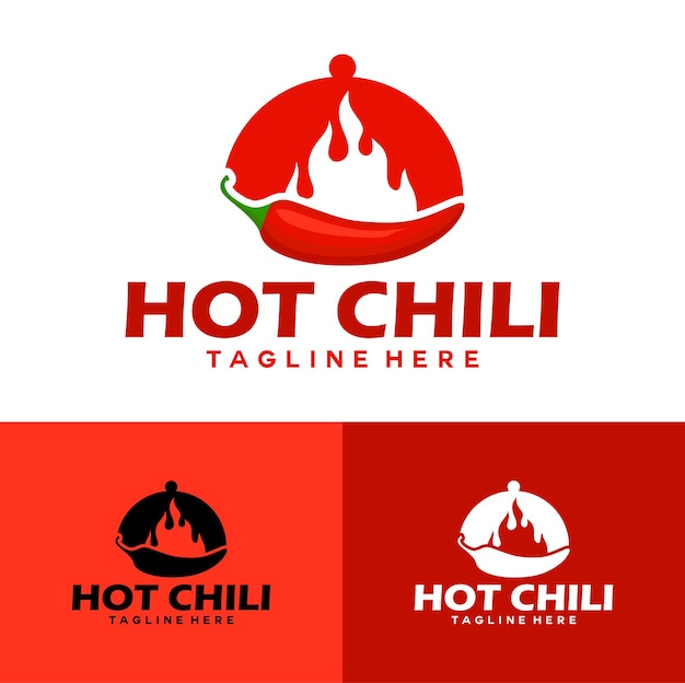 Plantilla de vector de concepto de diseño de logotipo de chile caliente Ícono de logotipo de chile picante Vector Premium