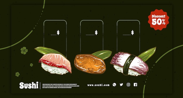 Vector plantilla de vector de conjunto de sushi