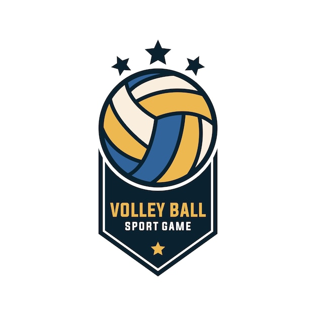 plantilla de vector de deporte de voleibol. ilustración gráfica de voleibol en el estilo de parche de emblema de insignia.