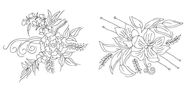 Plantilla de vector de dibujo de flor