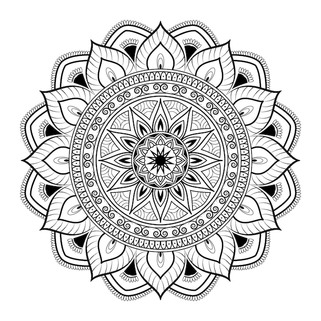 Plantilla de vector de dibujo de mandala de ornamento