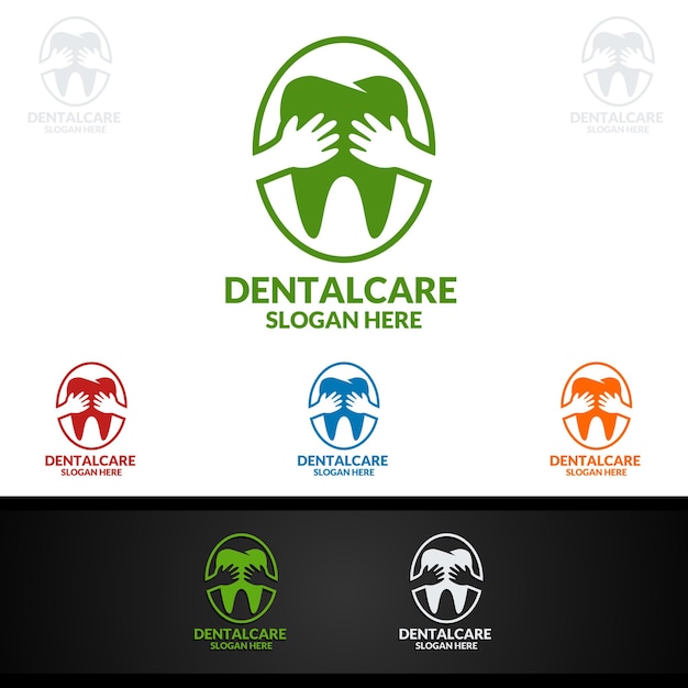 Plantilla de vector de diseño abstracto de diente de logotipo dental, dentista estomatología médico icono de concepto de logotipo