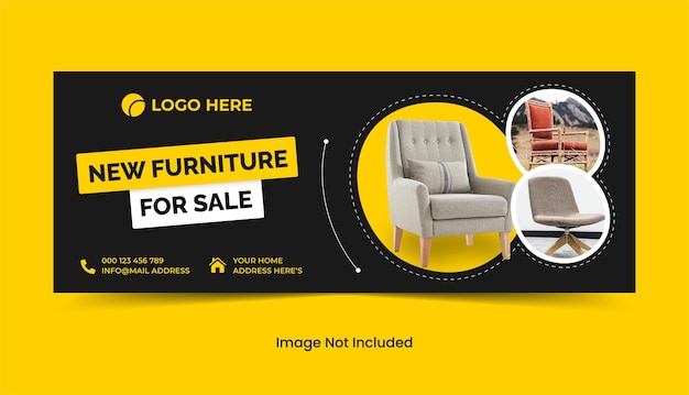 Plantilla de vector de diseño de banner de portada de facebook de venta de muebles