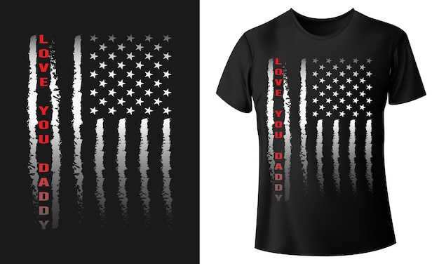 Plantilla de vector de diseño de camiseta de bandera americana profesional