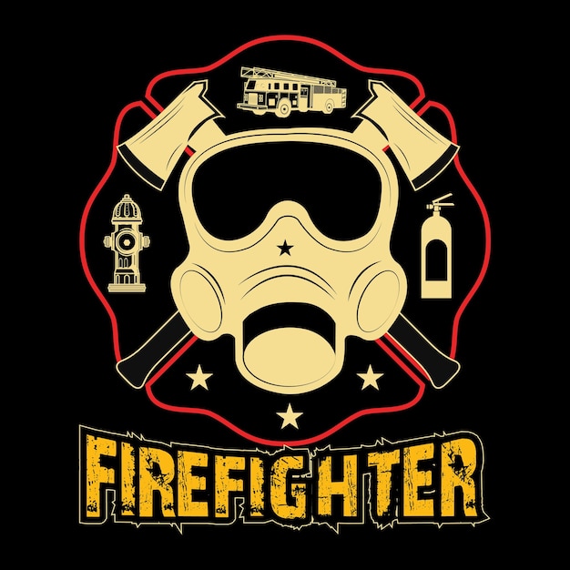 Vector plantilla de vector de diseño de camiseta de bombero