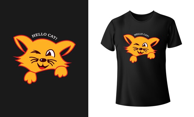 Plantilla de vector de diseño de camiseta de gato divertido profesional