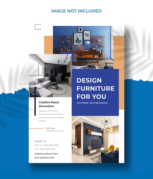Plantilla de vector de diseño de folleto de muebles en tamaño A4 Flyer de una tienda de muebles