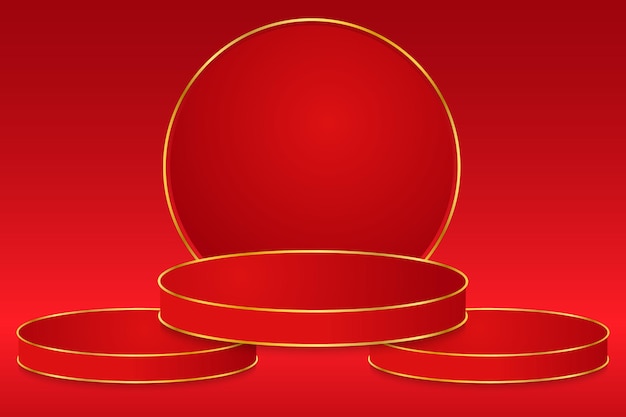 Plantilla de vector de diseño de fondo de podio rojo y dorado limpio moderno
