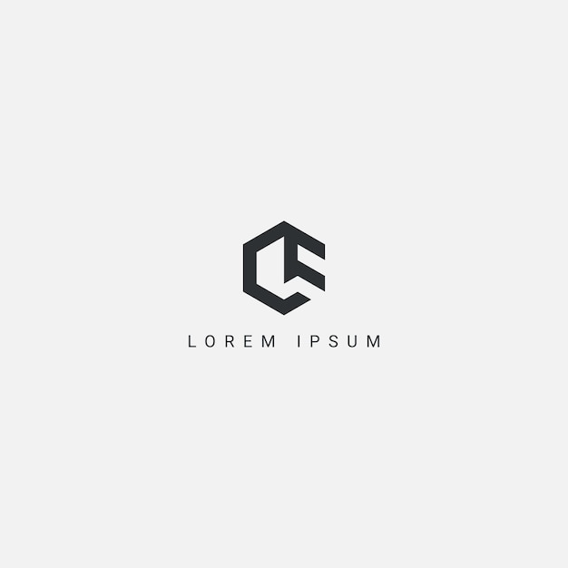 Plantilla de vector de diseño de icono de monograma mínimo del logotipo de la letra del alfabeto CF FC
