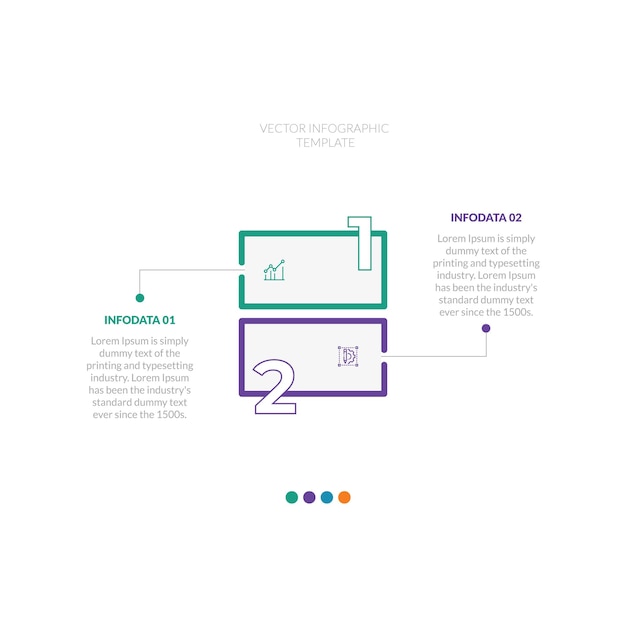 Plantilla de vector de diseño de infografías mínimas de 2 pasos u opciones