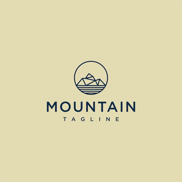 Plantilla de vector de diseño de logotipo de arte de línea de montaña